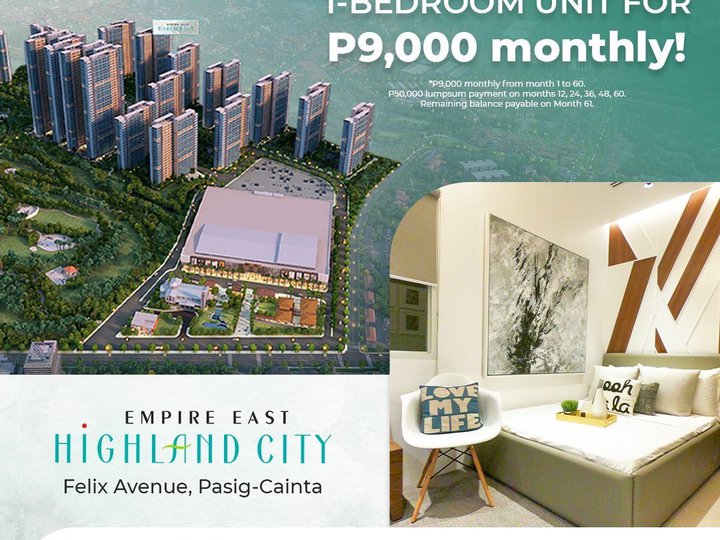 1BR Preselling unit in Pasig-Cainta NO DOWNPAYMENT 9K Fixed Monthly