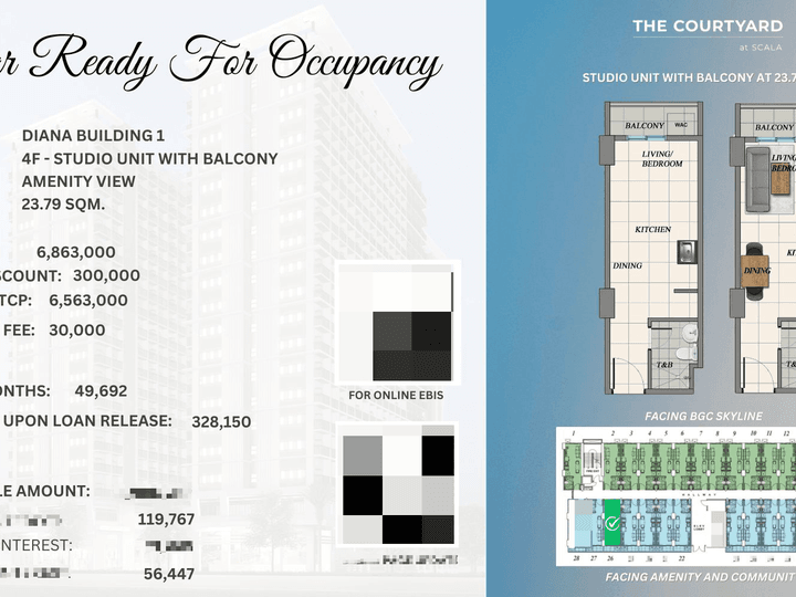 Ready For Occupancy 23.79 sqm Studio Residential Condo For Sale in Taguig