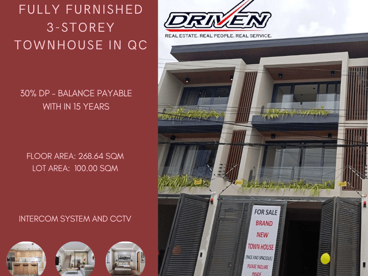 RFO FULLY FURNISHED 3-STOREY TOWNHOUSE IN QC