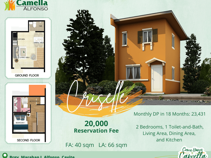 House and Lot For Sale in Cavite (Criselle in Camella Alfonso)