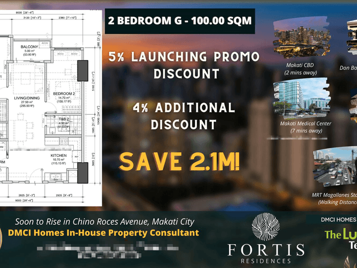 100.00 sqm 2-bedroom Preselling Condo For Sale in Makati Metro Manila