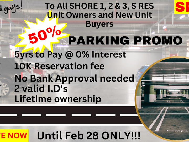 50% DISCOUNT THIS FEBRUARY SMDC PARKING Promo