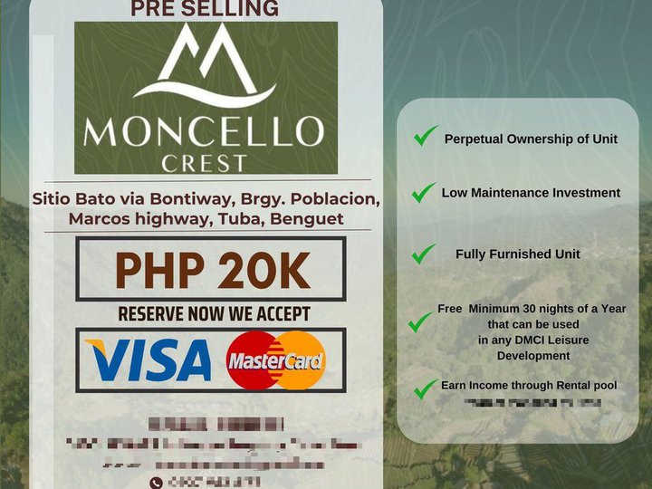 The Moncello 91.50  sqm 2 Bedroom Condotel For Sale in Baguio