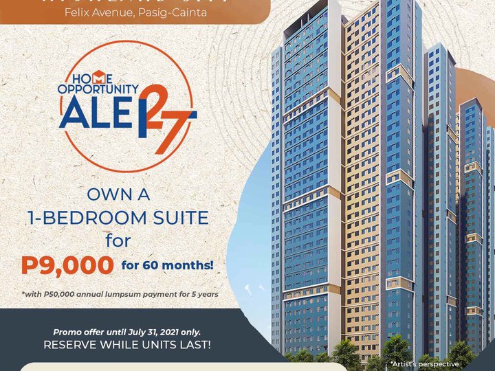 1 Bedroom For Sale in Pasig Cainta No Downpayment 9K/Monthly