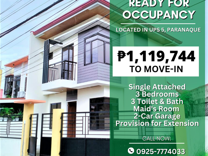 RFO 3-bedroom Single Attached Home For Sale in Parañaque w/ 8% Discont