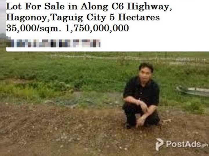 I'm Selling Rawland 5 Hectares 1.75Billion in Along C6 Highway,Brgy. Hagonoy,Taguig City