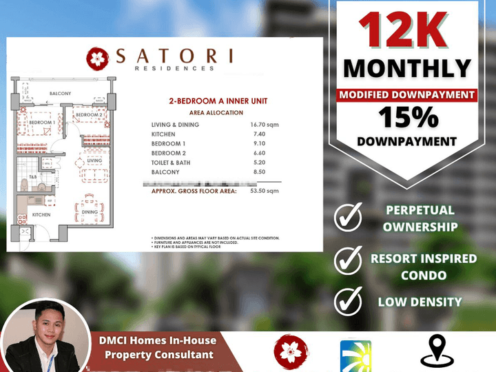 12K MONTHLY  2BR (53.50 sqm) | Satori Residences Preselling in Pasig