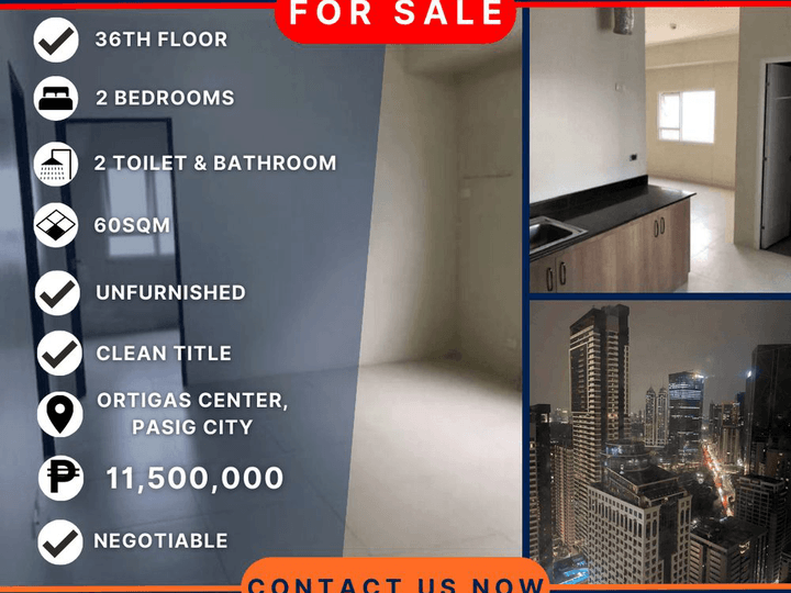 RFO 60.00 sqm 2-bedroom Condo For Sale in Ortigas Pasig Metro Manila