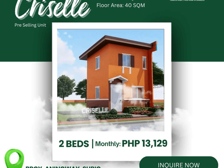 63sqm Criselle 2BR 1 Bath House and Lot For Sale in Subic Zambales