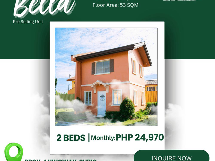 88sqm Bella 2BR 2 Bath House and Lot For Sale in Subic Zambales