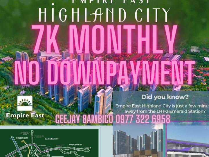 NO DP 7k/mo. Rent to own Condo Empire East Highland City PROMO SALE