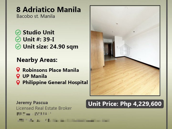 : Studio Condo Unit in 8 Adriatico Manila near Philippine General Hospital