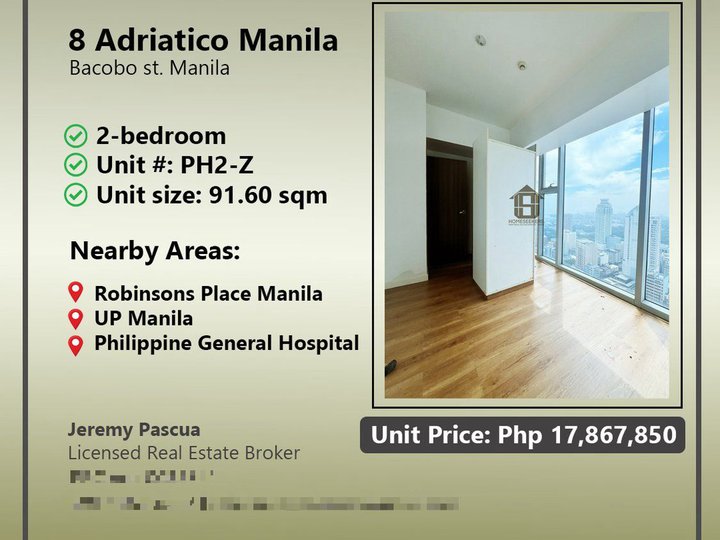 : 2-bedroom Condo Unit in 8 Adriatico near UP Manila & Robinsons Ermita