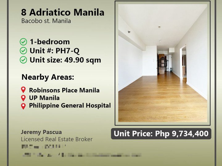 : 1-bedroom Condo Unit in 8 Adriatico near UP Manila & PGH