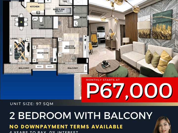 2 BEDROOM WITH BALCONY IN UPTPWN BGC | NO DOWNPAYMENT