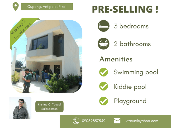 Pre-selling 3-bedroom and 2-baths Townhouse For Sale in Antipolo Rizal