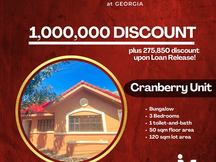 SPECIAL PROMO: 1M DISCOUNTED PRICE FOR CRANBERRY UNIT IN SAVANNAH
