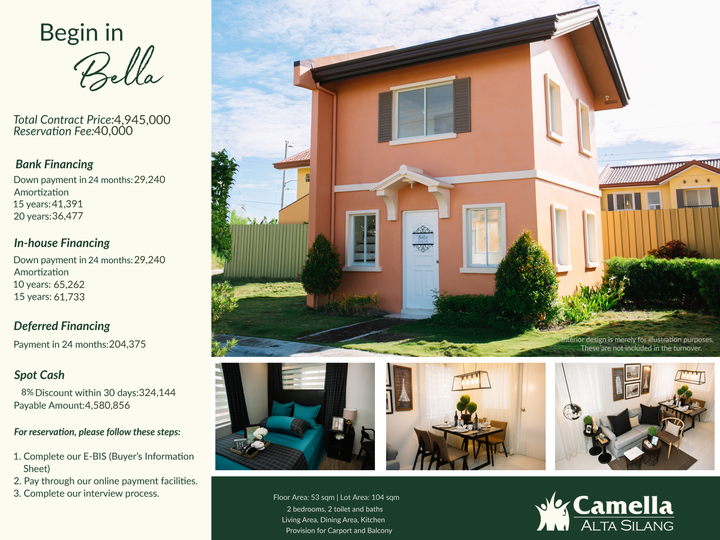 Pre-Selling House and Lot Near Tagaytay with 2 Bedrooms