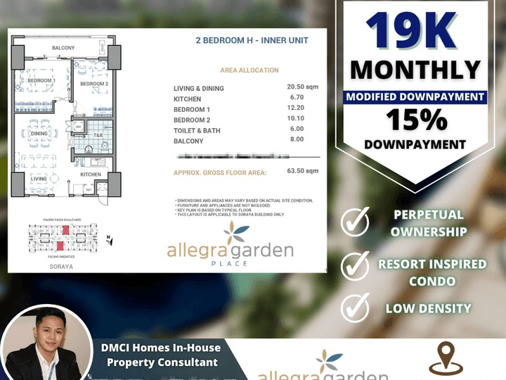 19K/Month 2 BR (60 sqm)| Allegra Garden Place Preselling in Pasig City