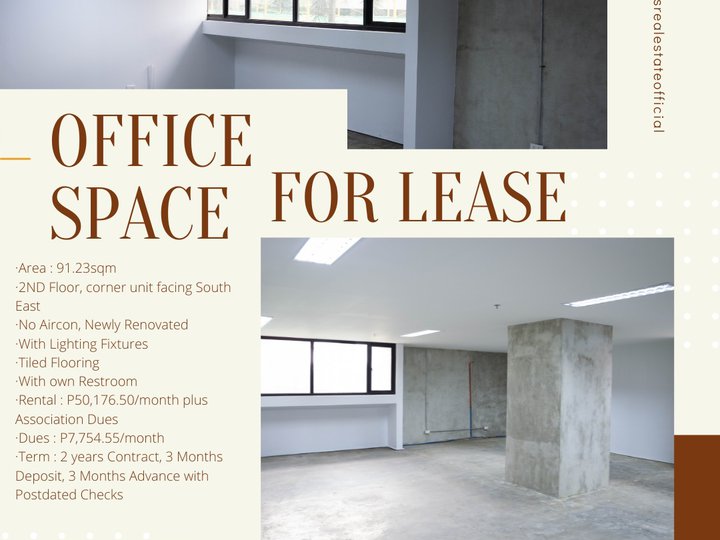 91.23 sqm Office (Commercial) For Rent in Ortigas Pasig Metro Manila