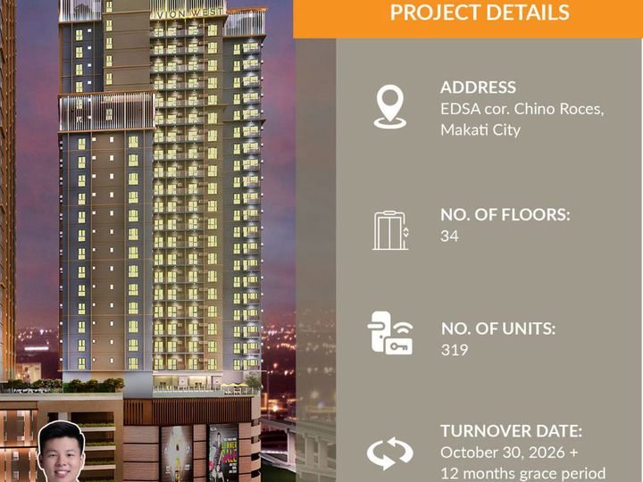 58.00 sqm 2-bedroom Condominium For Sale in Makati Metro Manila