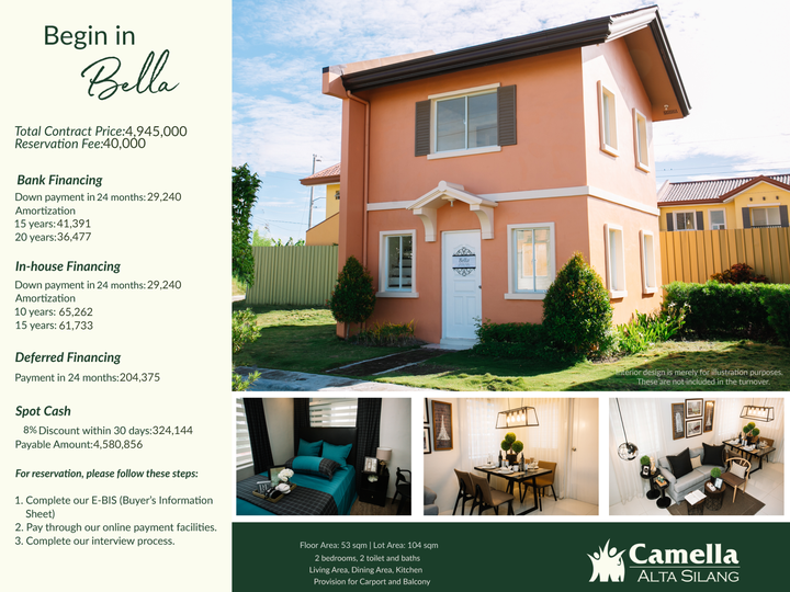 Begin with Bella - 2 Bedrooms Unit located in Camella Silang