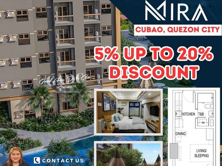 Affordable Condo for sale in Quezon City at MIRA Tower 1 near Gateway Mall, TIP, LRT Cubao
