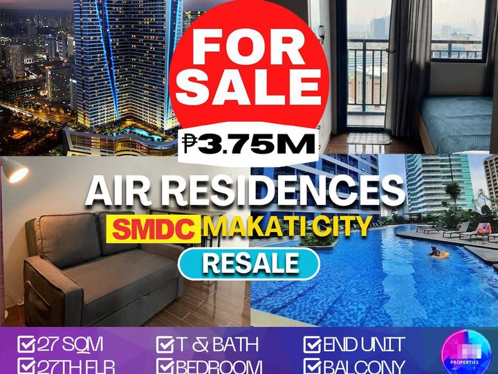 Air Residences For Sale 27 sqm 1BR end unit with balcony in Makati City