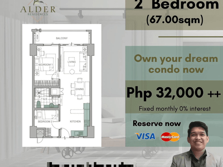 Alder Residences by DMCI Homes in Acacia Estates, Taguig - 67.00 sqm 2-bedroom Residential Condo