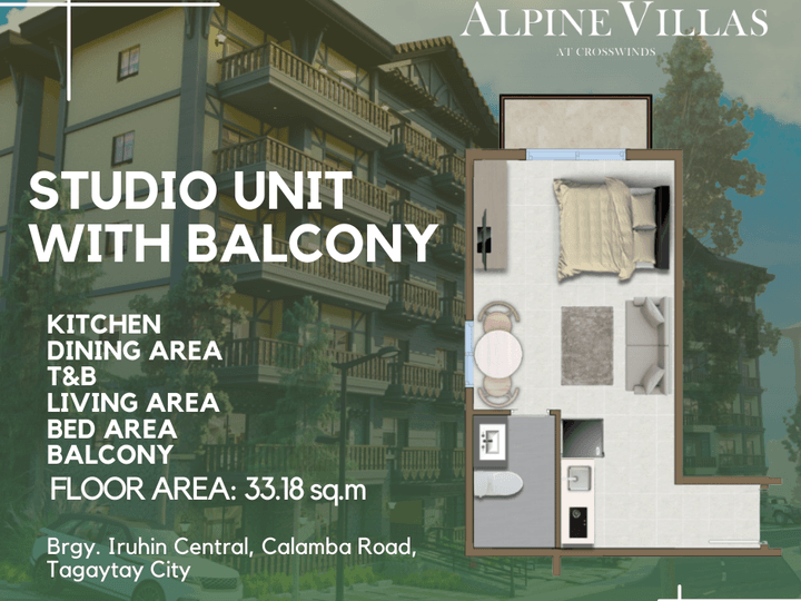 Preselling Studio-type Unit at Crosswinds Tagaytay - Alpine Villas