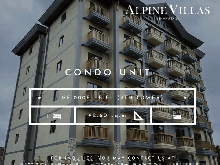 92.60 sqm 1-bedroom Prime Condo for Sale in Tagaytay Cavite