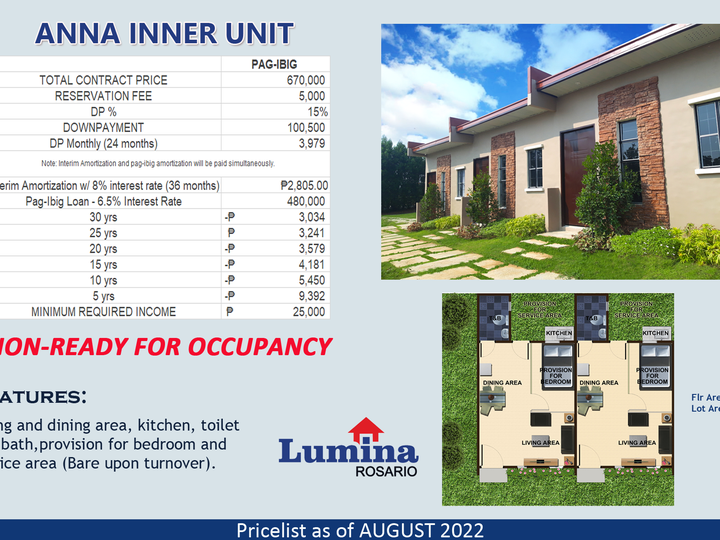 2-bedroom Rowhouse For Sale in Rosario Batangas