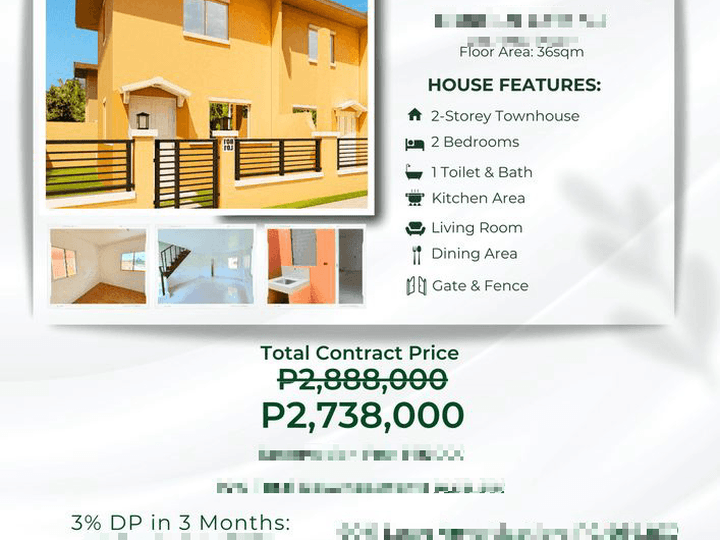 Ready For Occupancy 2-bedroom Townhouse For Sale in Camella Malvar Batangas