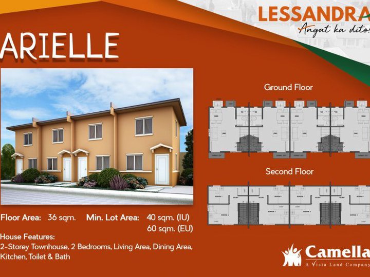 ARIELLE- a two-storey townhouse style with 2 bedrooms and 1 CR