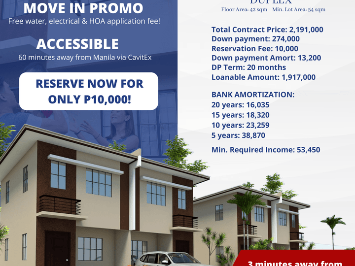 Pre-selling 3-bedroom Duplex / Twin House For Sale in Tanza Cavite