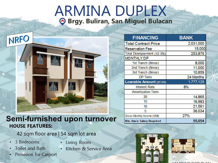 3-bedroom Duplex / Twin House For Sale in San Miguel Bulacan