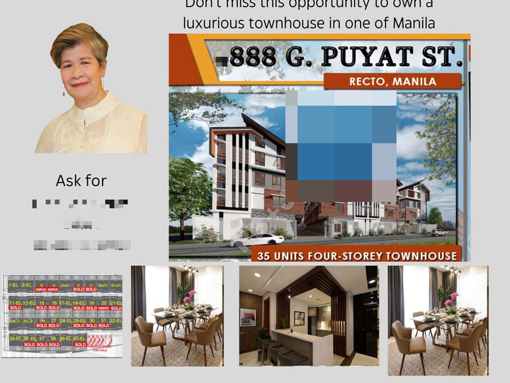 4 Storey Townhouse with 4 Bedroom For Sale in Manila ,Metro Manila