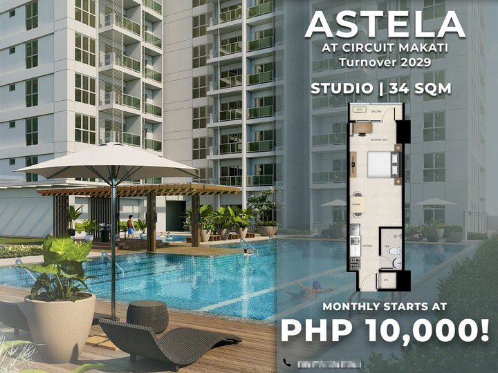 Pre-selling 34.00 sqm Studio Condo For Sale in Circuit Makati - Astela