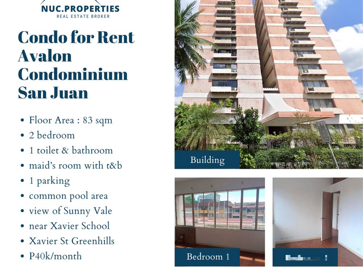 2 Bedroom Condo for Rent  Avalon Condominium  San Juan