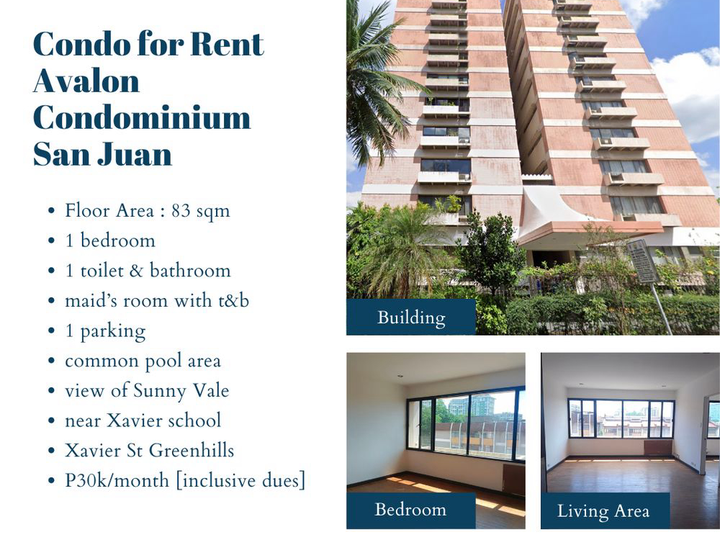 1Bedroom Condo for Rent  Avalon Condominium  San Juan