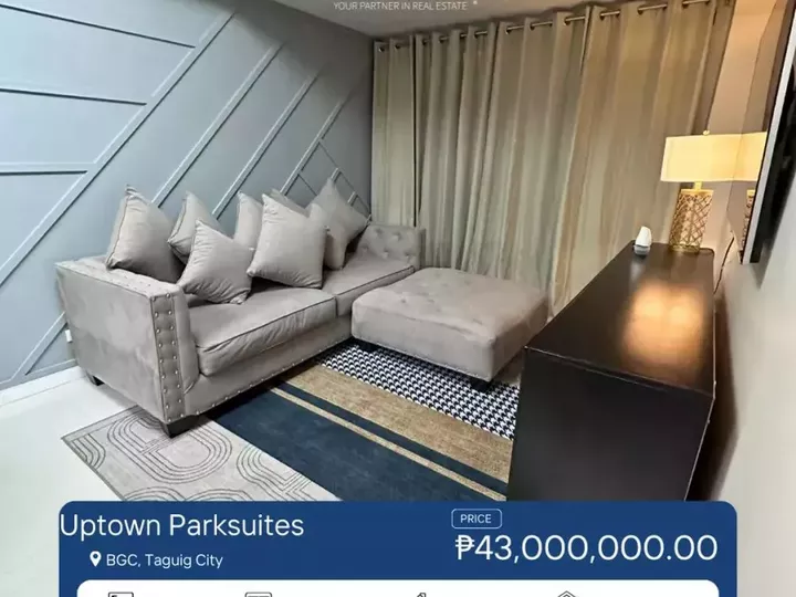 123.00 sqm 3-bedroom Condo For Sale in BGC, Taguig at Uptown Parksuite
