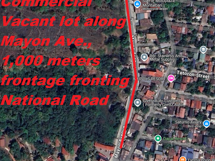 18 HECTARES / 18,000 SQ M COMMERCIAL VACANT LOT  ALONG  MAYON AVENUE /DON MARIANO  RODRIGUEZ, RIZAL