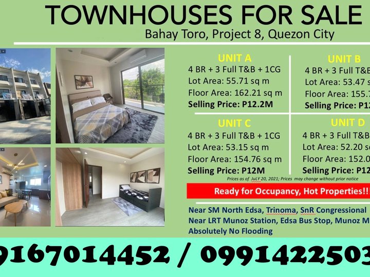 Ready For Occupancy Townhouse For Sale in Bahay Toro Project 8 QC