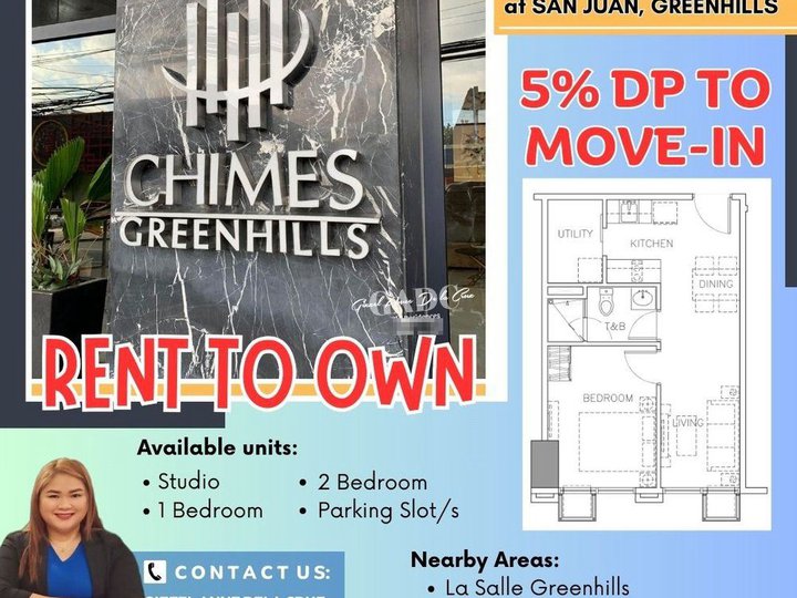 Rent to Own 1-bedroom condo for sale near La Salle Greenhills at Chimes Greenhills