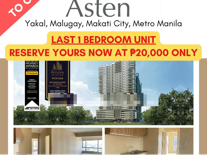 Last 1 Bedroom Condo in Avida Asten, Makati, Metro Manila