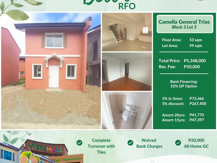 READY FOR OCCUPANCY HOUSE AND LOT FOR SALE  IN GENERAL TRIAS CAVITE