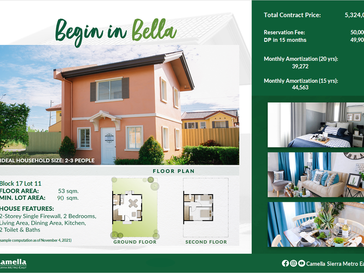 2 Bedroom House and Lot near Metro Manila | Bella