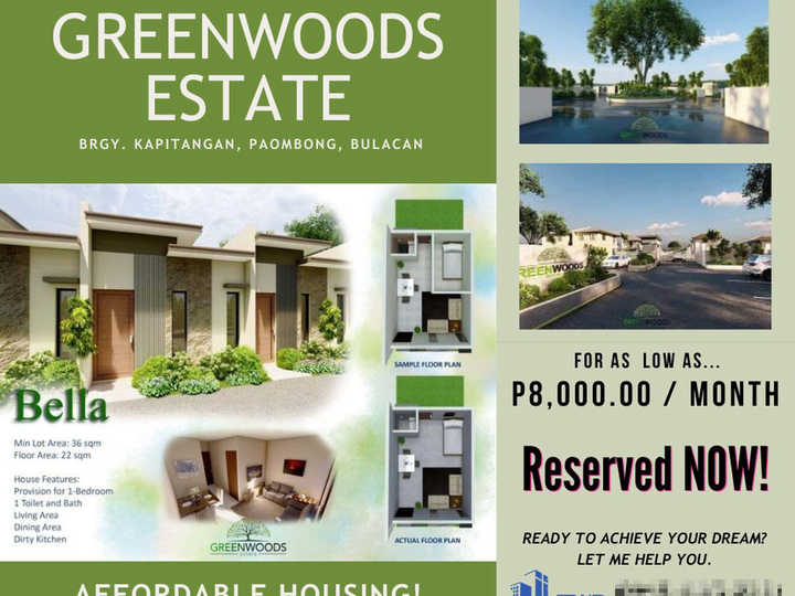 1-bedroom Rowhouse For Sales in Greenwoods Estate Paombong, Bulacan.