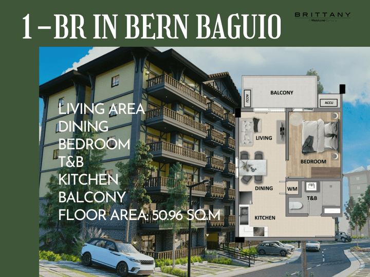 50.96 sqm - 1-Bedroom Condo for Sale in Bern Baguio