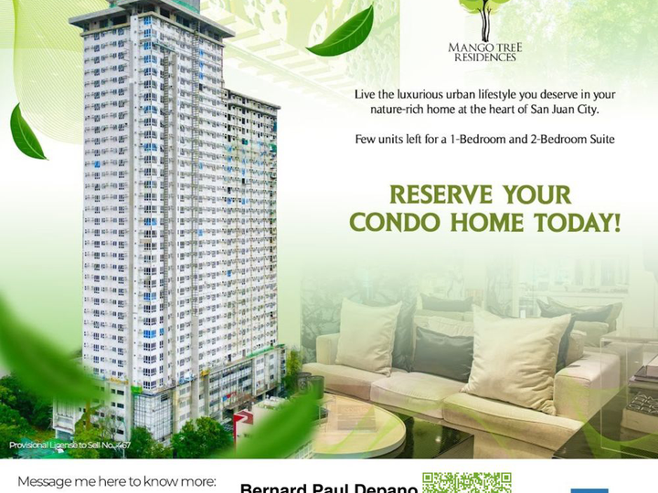 Mango Tree Residences 1-bedroom Condo Unit at Preselling LOW Price, Nature and Pet Friendly